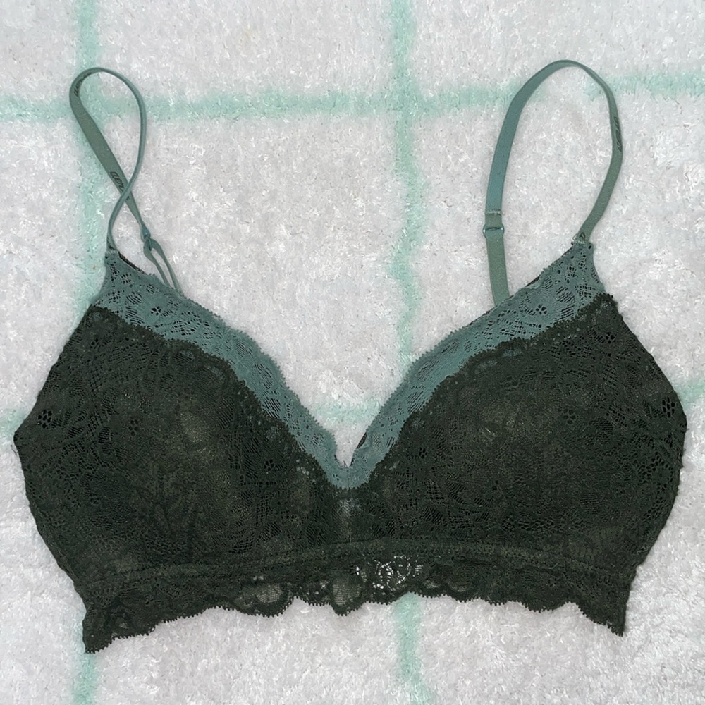 CLOSET CLOSING Aerie Real Happy Wireless Bra, convertible straps, green, 32D